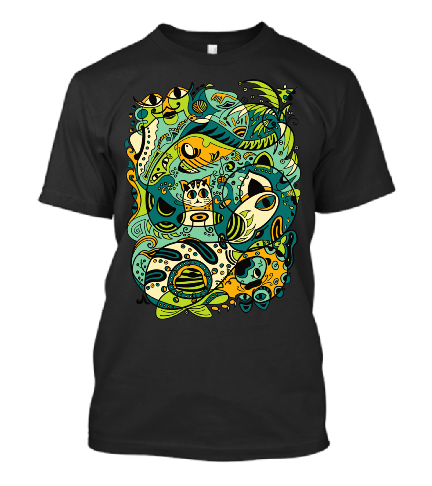 CAT 12 ANIMAL SIGNS COLORFUL ABSTRACT T-Shirt