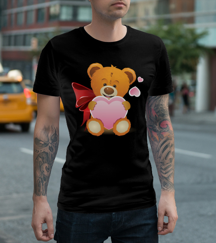 Happy Bear Holding Heart with Red T-Shirt