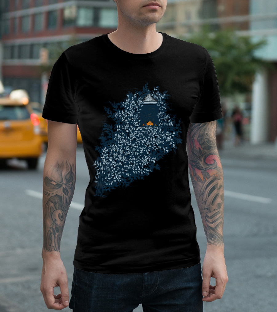 Shut In Cozy Night By Lantern With Leaves And Window T-Shirt