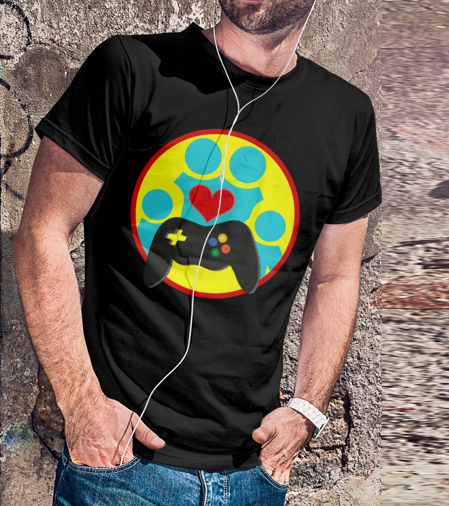 The Family That Plays Together Stays Together Gaming Controller Heart Circles T-Shirt