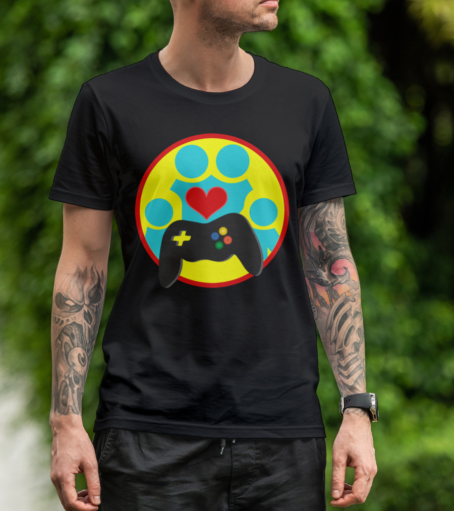 The Family That Plays Together Stays Together Gaming Controller Heart Circles T-Shirt
