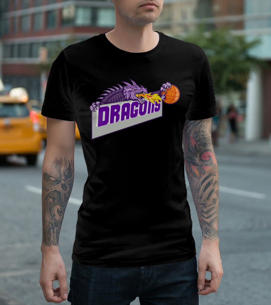 Dragons Fire-Breathing Dragon Clutching Basketball T-Shirt
