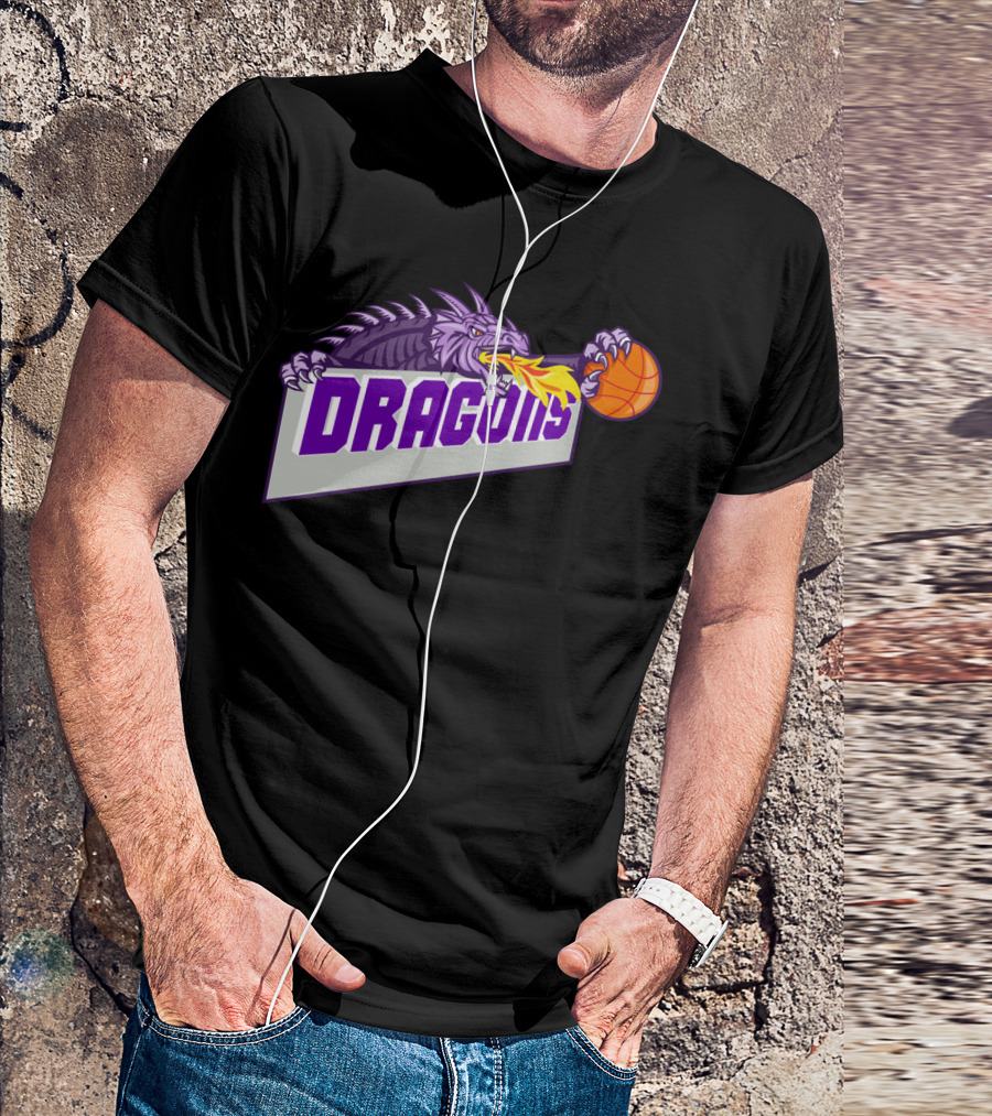 Dragons Fire-Breathing Dragon Clutching Basketball T-Shirt