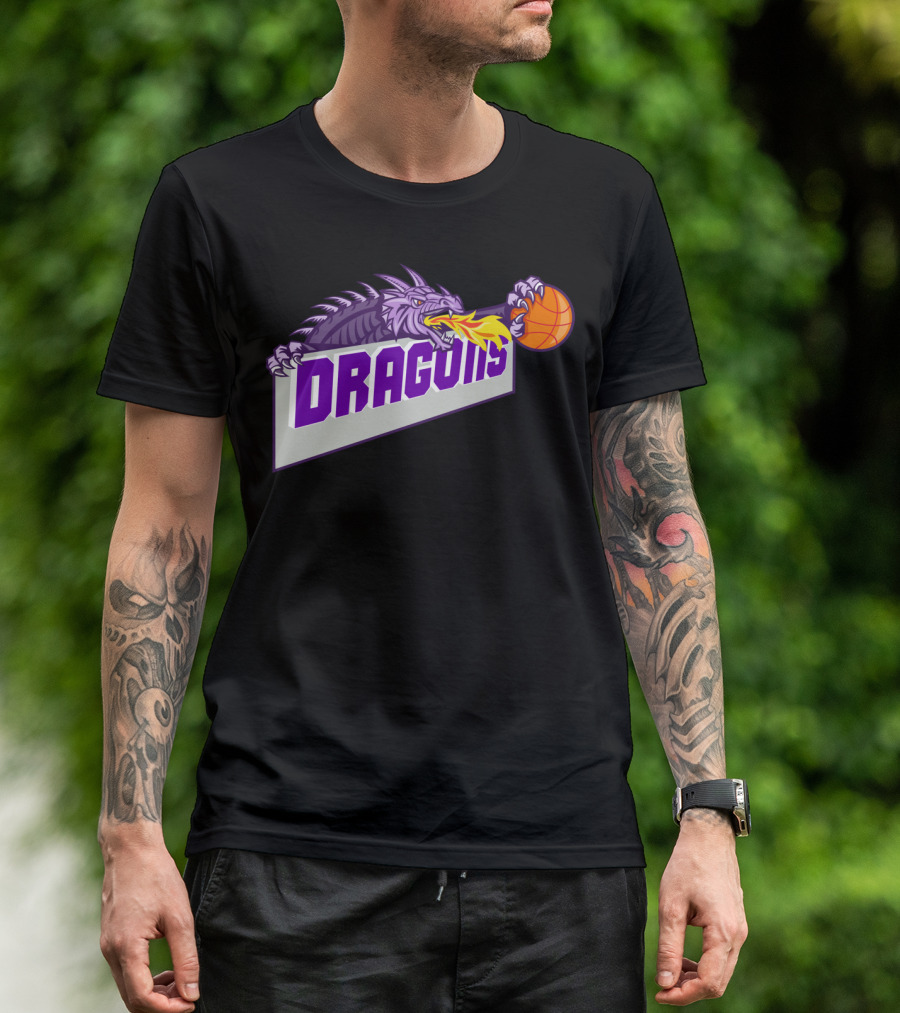 Dragons Fire-Breathing Dragon Clutching Basketball T-Shirt