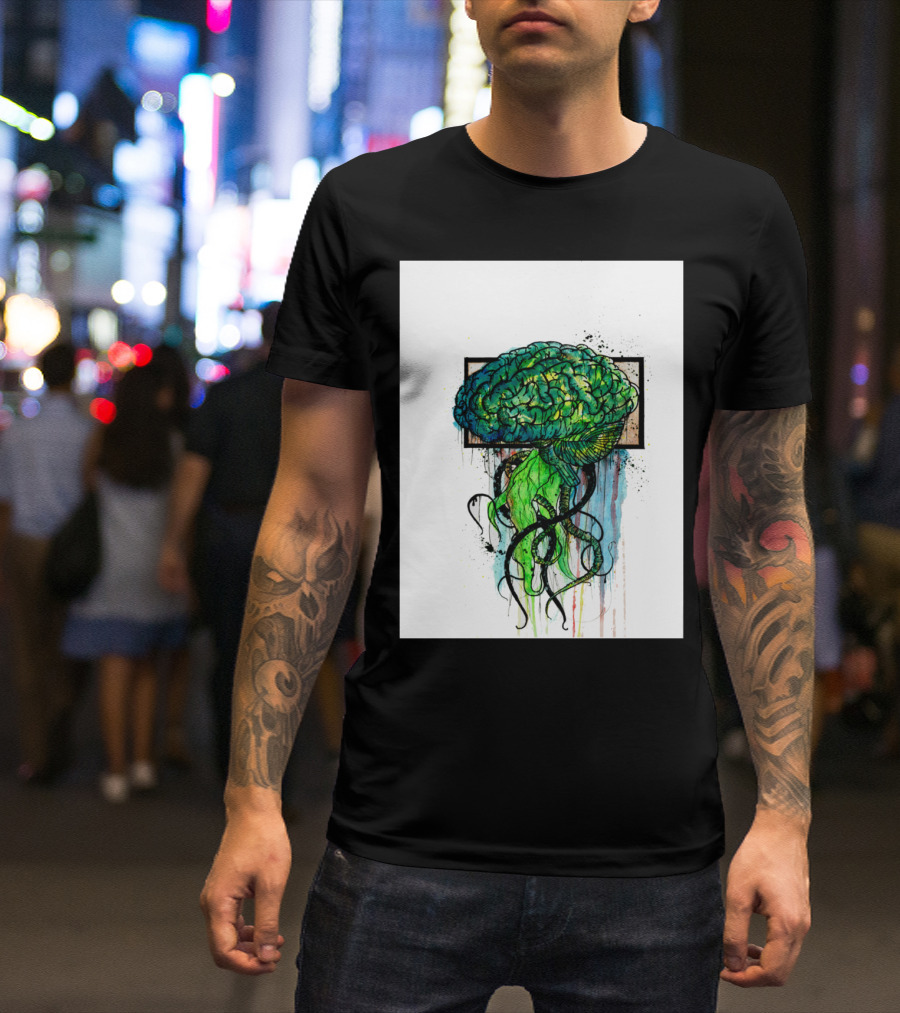 Cerebrum Ingenuity Vibrant Brain Jellyfish Fusion T-Shirt