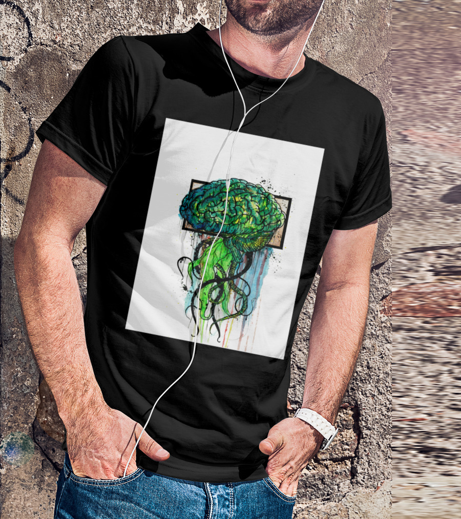 Cerebrum Ingenuity Vibrant Brain Jellyfish Fusion T-Shirt