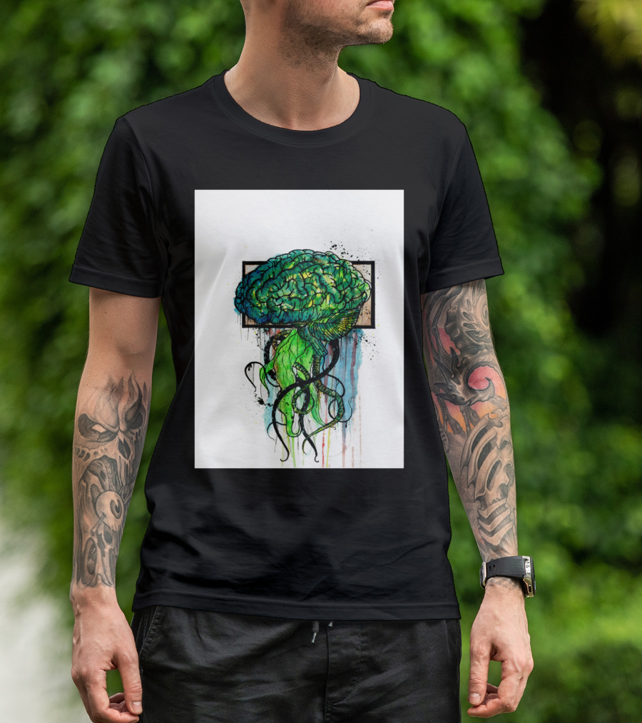 Cerebrum Ingenuity Vibrant Brain Jellyfish Fusion T-Shirt