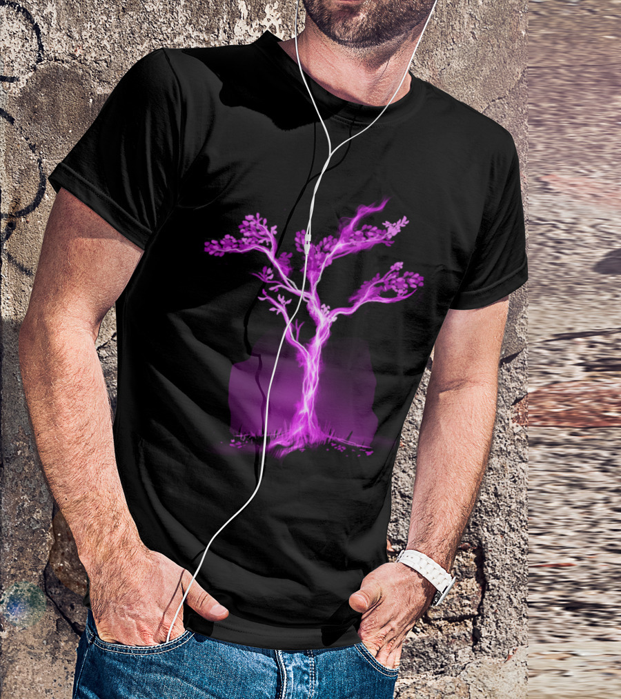 Ultraviolet Lightning Tree Mystic Energy Vision T-Shirt