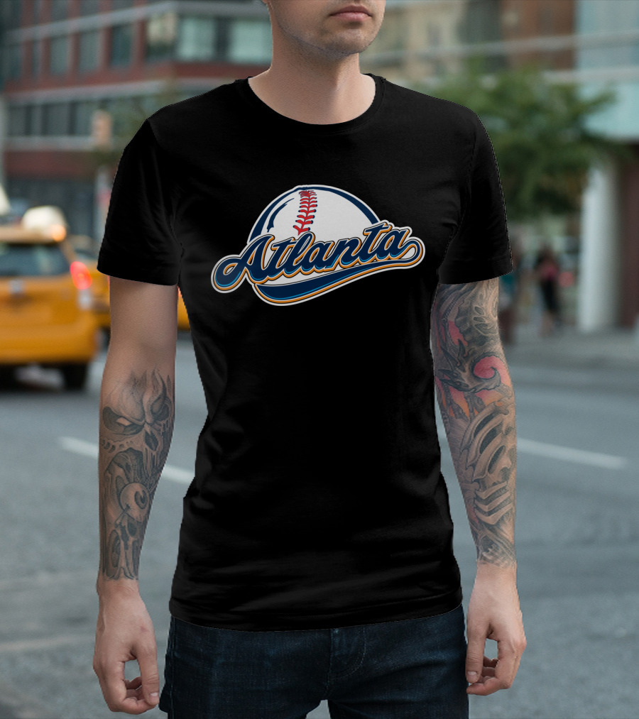 Atlanta Baseball Script With Baseball T-Shirt