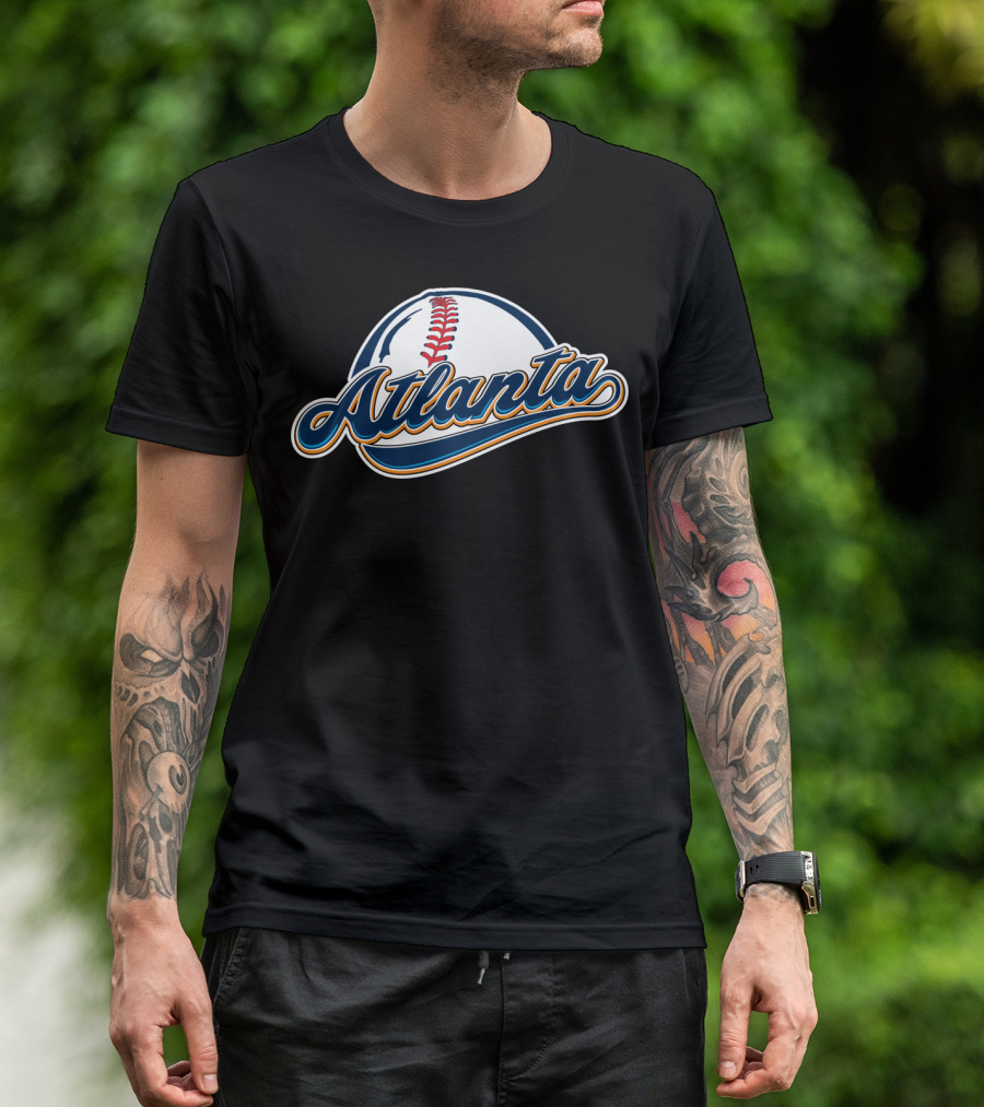 Atlanta Baseball Script With Baseball T-Shirt
