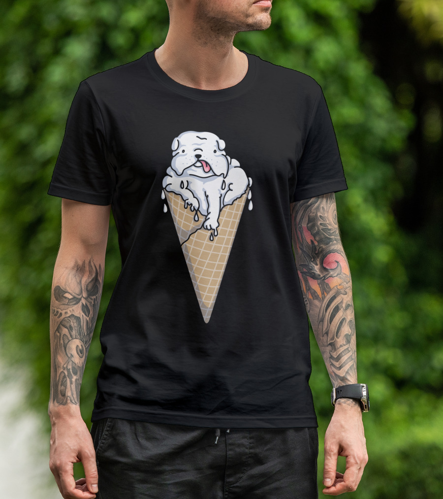 Pup Pop Melting Bulldog Ice Cream Cone T-Shirt