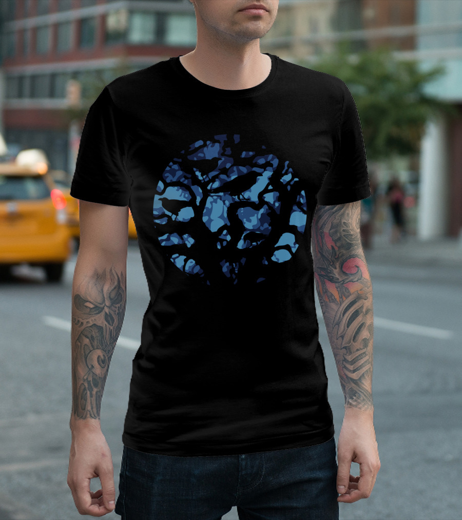 Odins Ravens Tree in Dark Viking Shadows T-Shirt