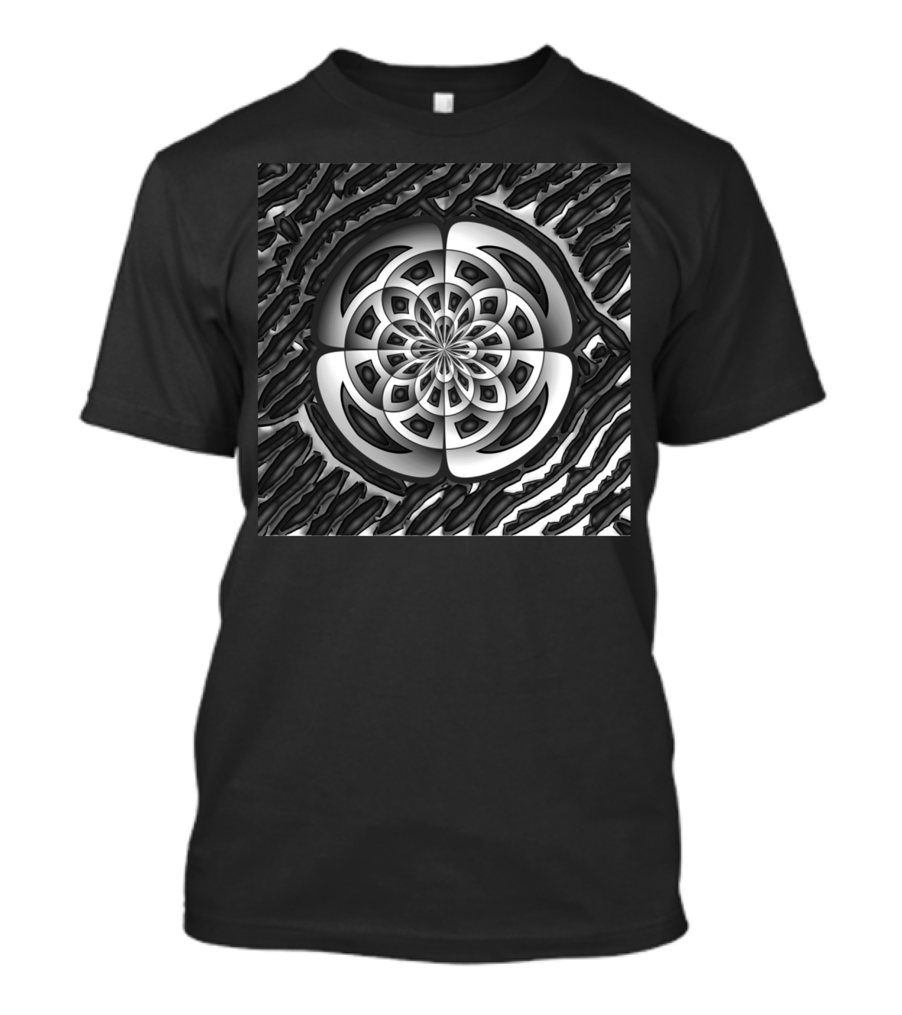 Metal Object Geometric Black And White Pattern Mandala T-Shirt