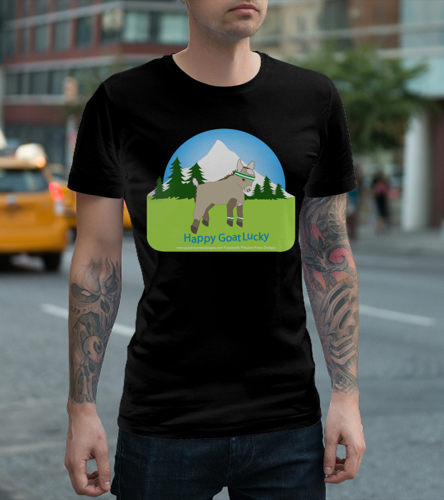 Happy Goat Lucky Scenic Mountain Forest T-Shirt