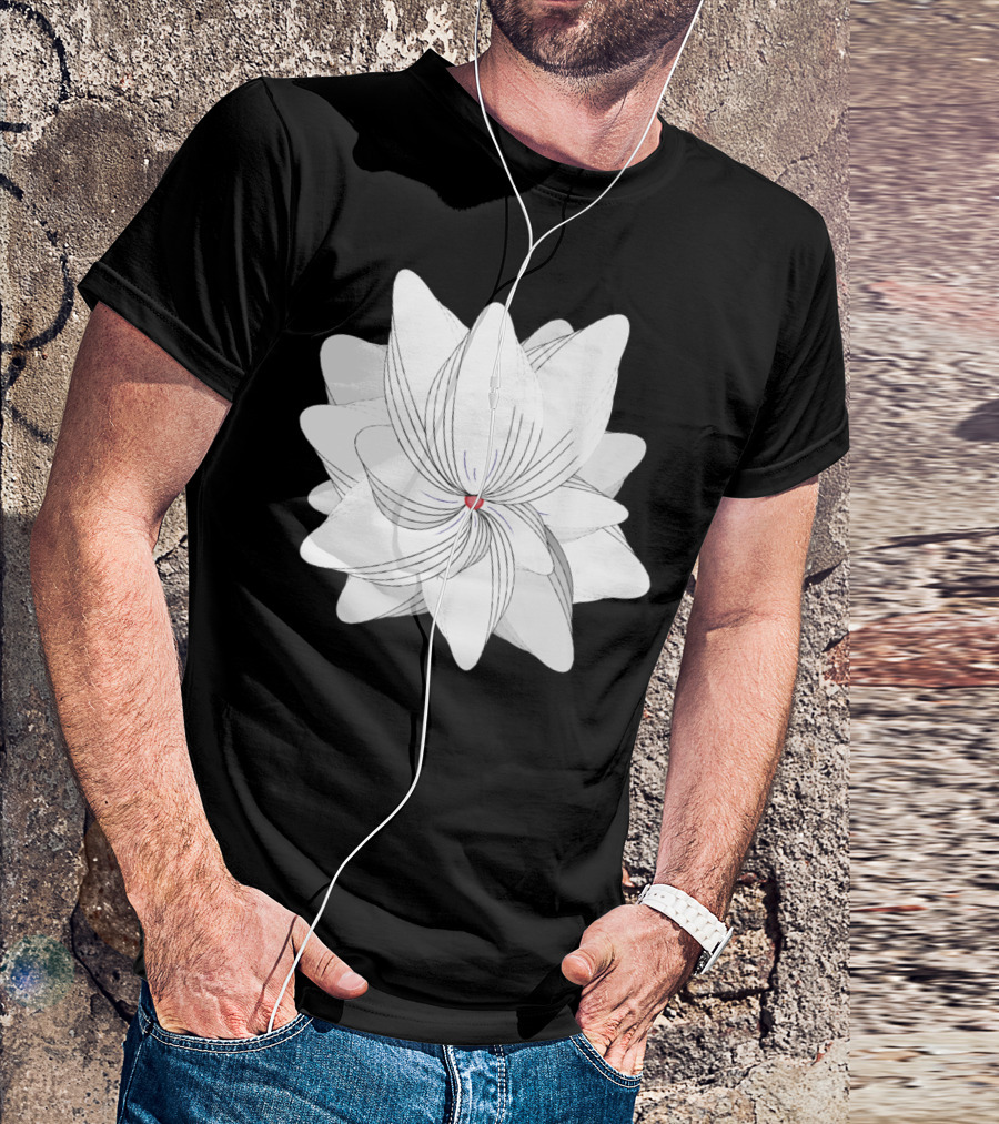 The Flower Of My Heart White Geometric Bloom With Red Center T-Shirt