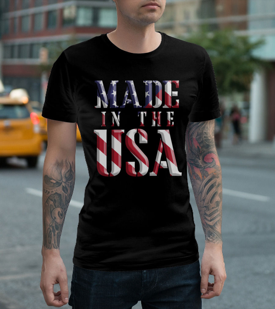 MADE IN THE USA American Flag Letters T-Shirt