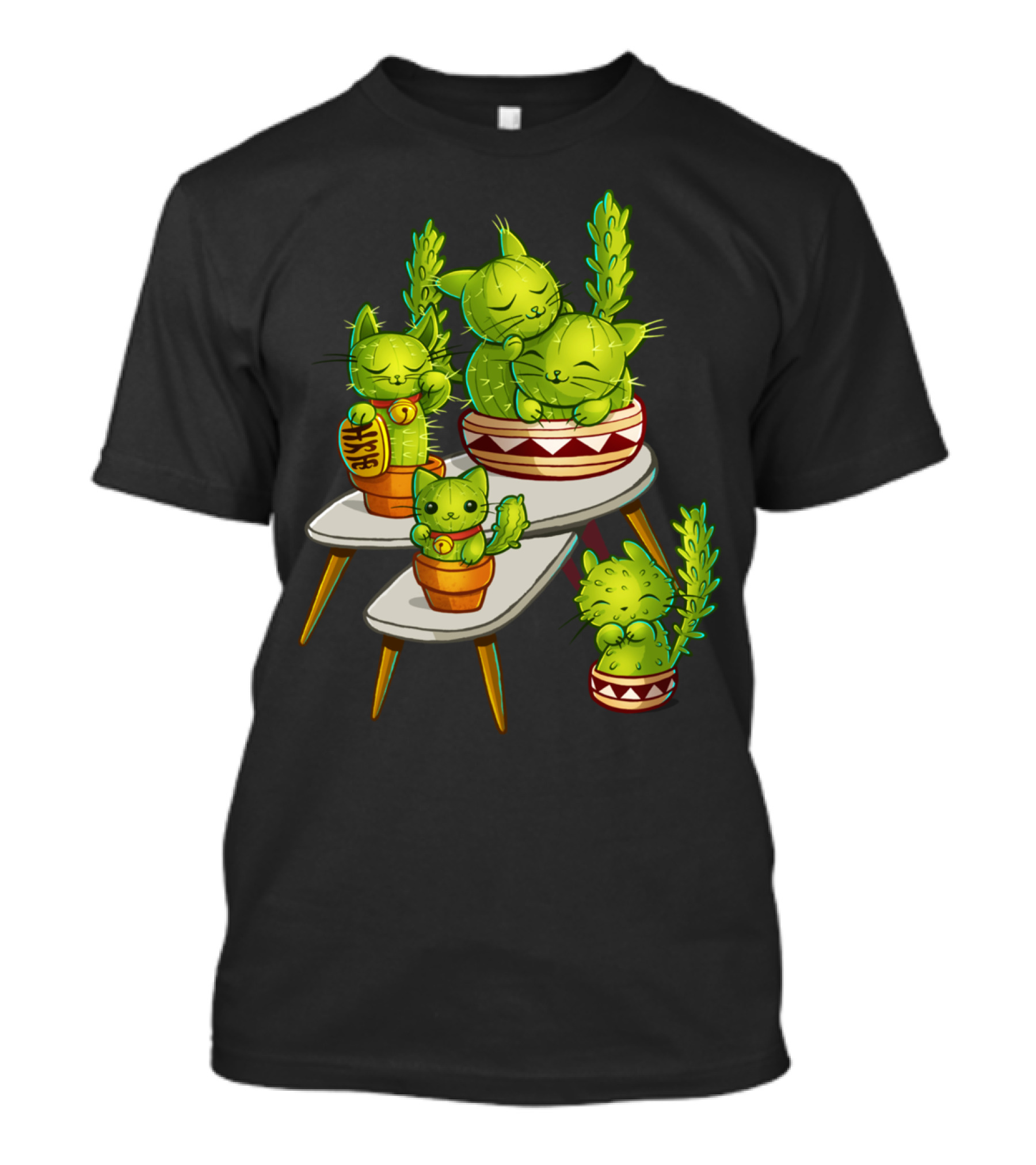 Cactus Cat Figurines On Mid-Century Table T-Shirt