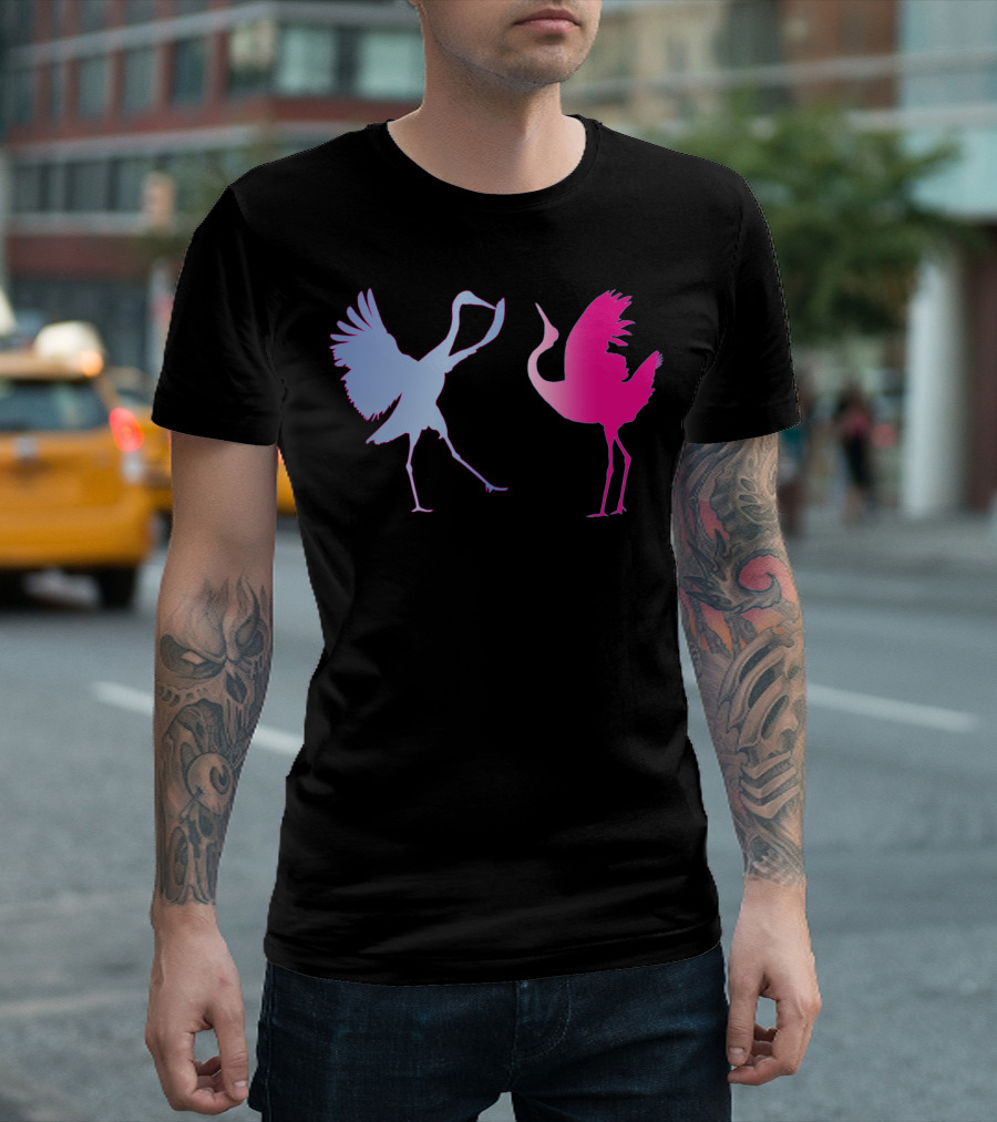 Japanese Cranes Pastel Gradient Dance T-Shirt