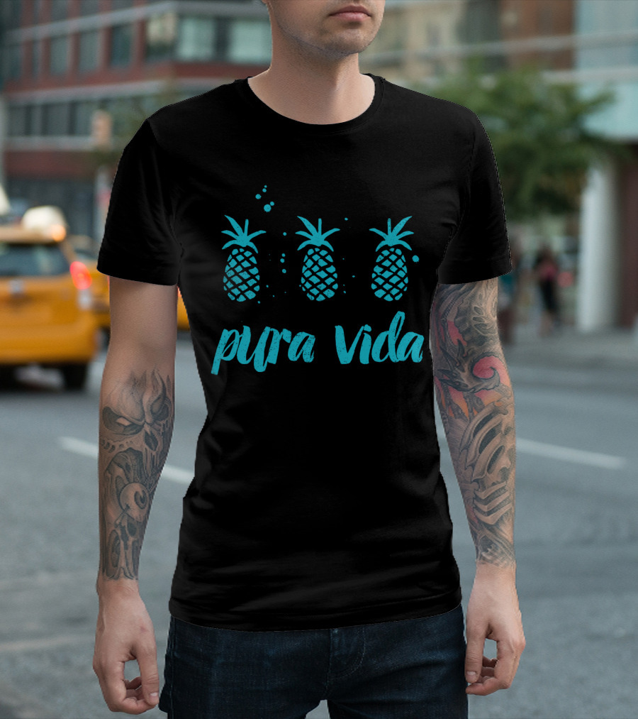 Pura Vida Pineapples Blue Tropical Vibes T-Shirt