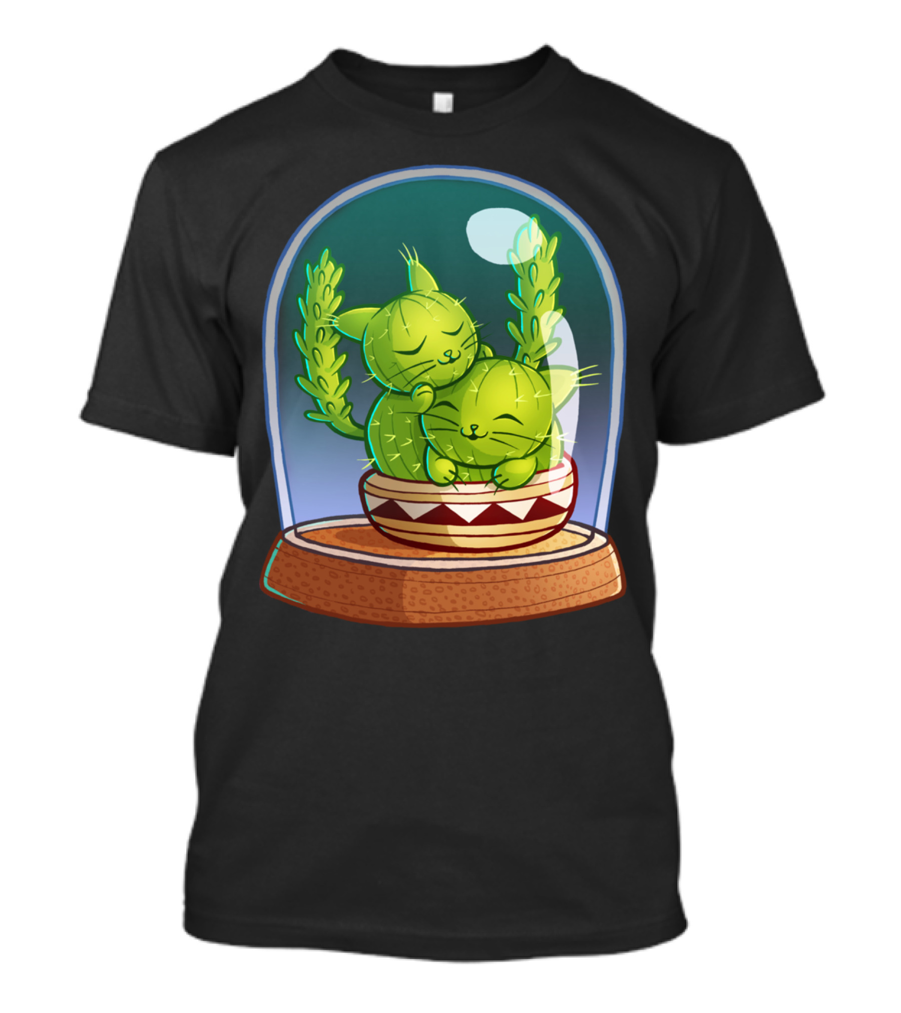 Cat Tus Love Cuddle Cactus Cats In Glass Dome T-Shirt
