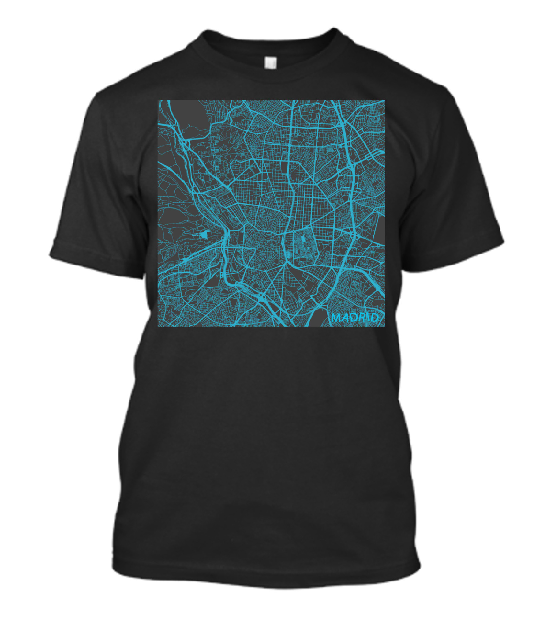 Madrid Street Map In Blue T-Shirt