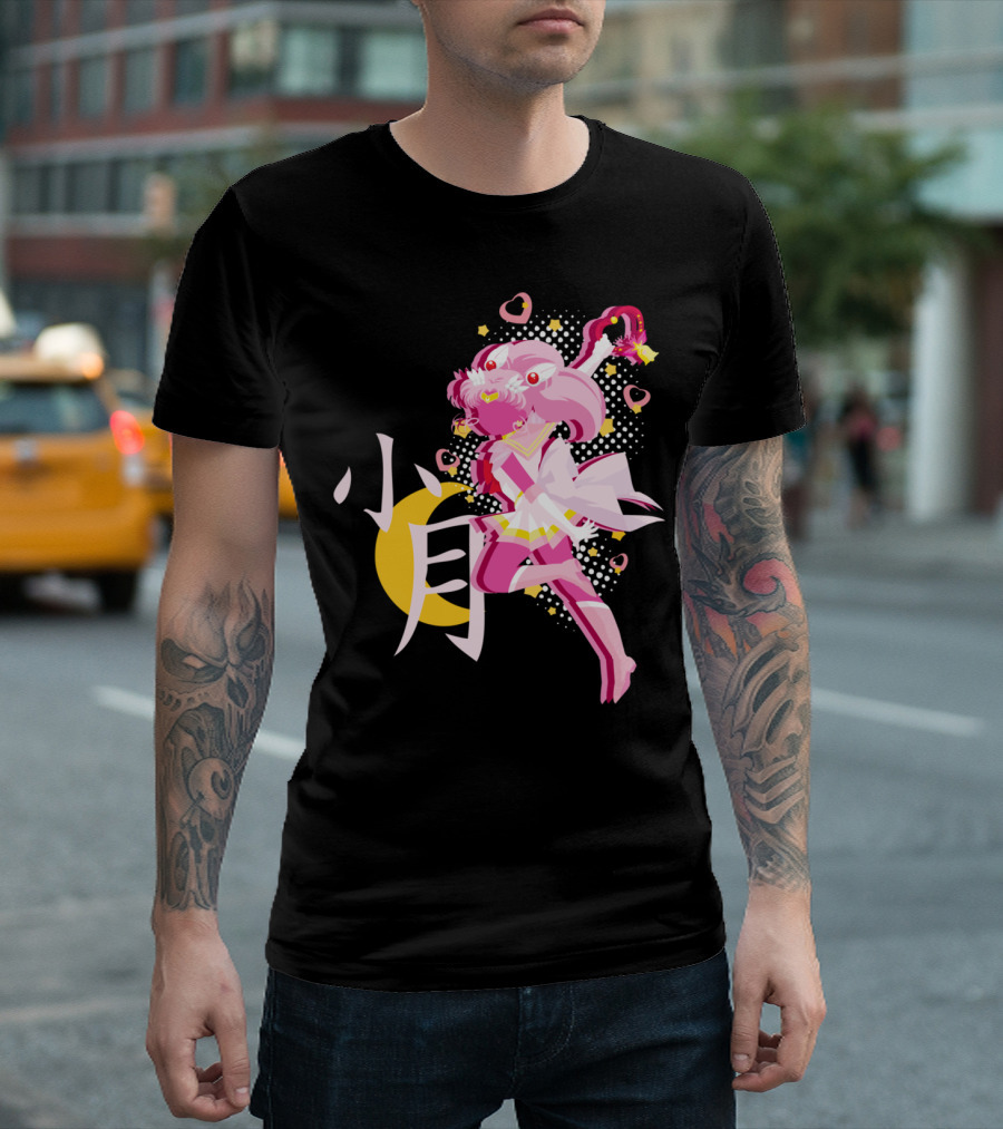 Chibi Moon Manga Anime Style Pink Warrior T-Shirt