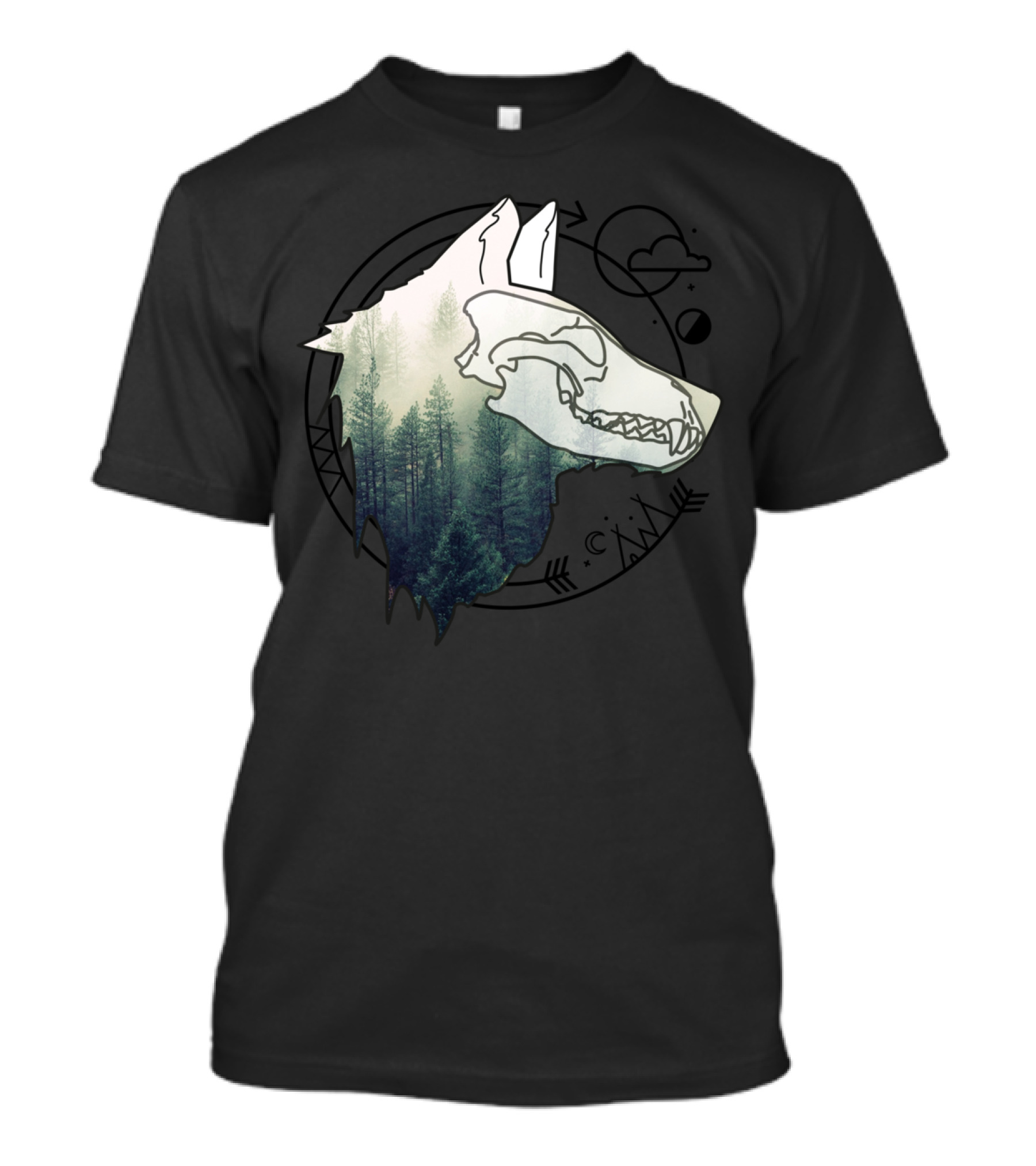 Native American Forest Spirit Wolf Skull T-Shirt