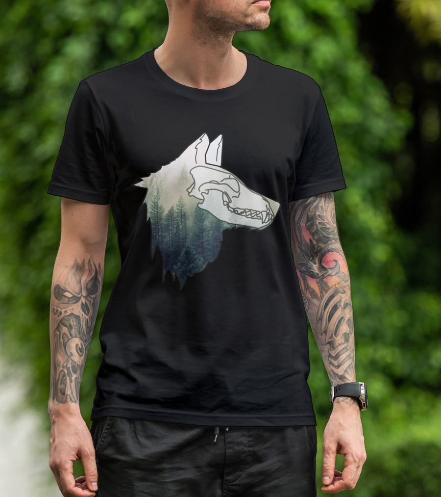 Native American Forest Spirit Wolf Skull T-Shirt