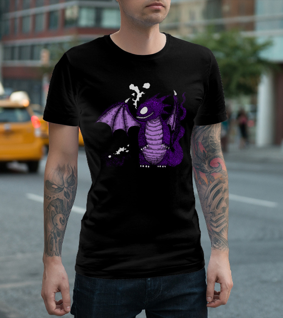 Dragons Purple Fantasy Creature With Smoke And Wings T-Shirt