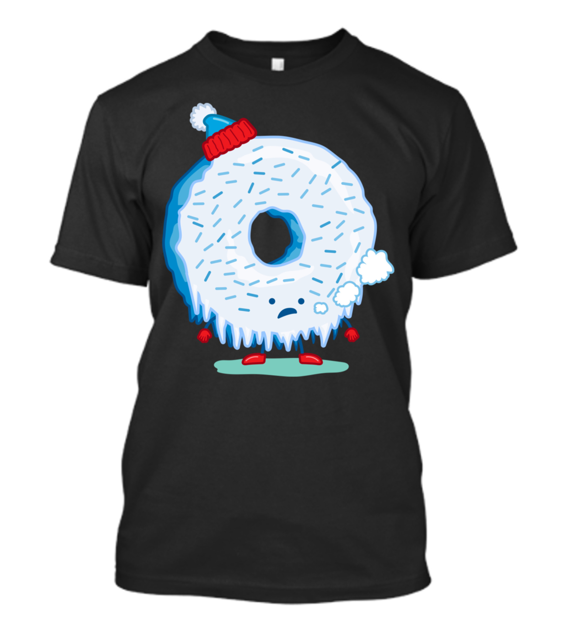 The Frigid Donut In Winter Hat And Mittens Shivering T-Shirt