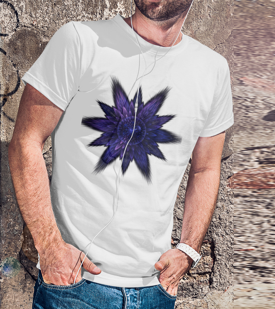 Purple One Fractal Starburst Blossom T-Shirt