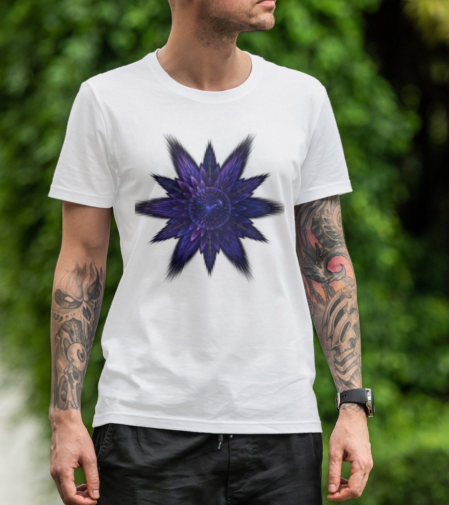Purple One Fractal Starburst Blossom T-Shirt