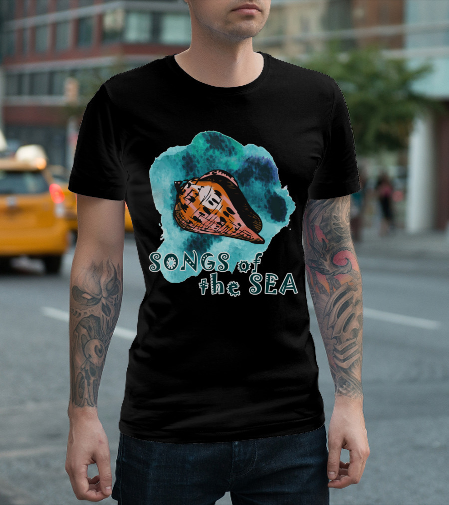 Songs Of The Sea Conch Watercolor Art Ocean T-Shirt