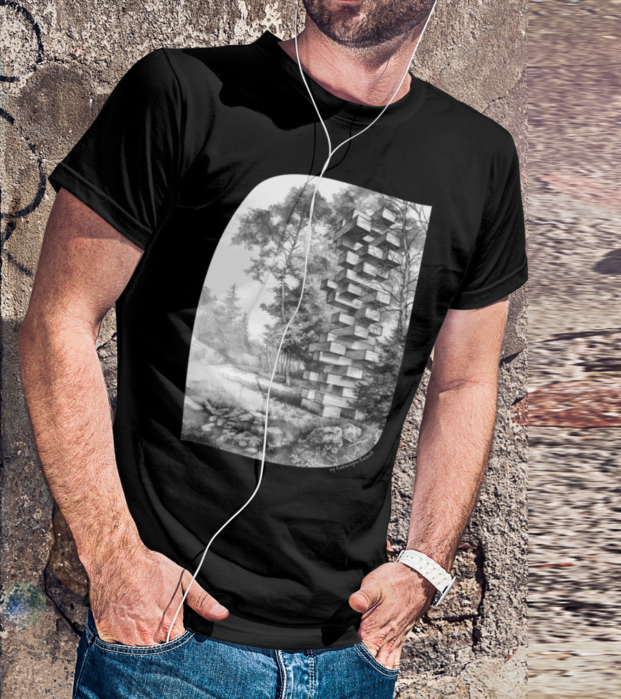 Jenga Tower In Woodland Sketch By Midwest Goods T-Shirt