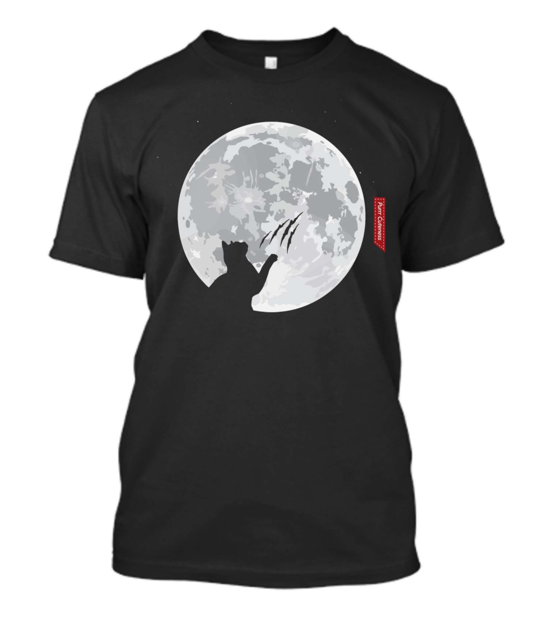 Purrr Cuteness Cat Clawing At Full Moon T-Shirt