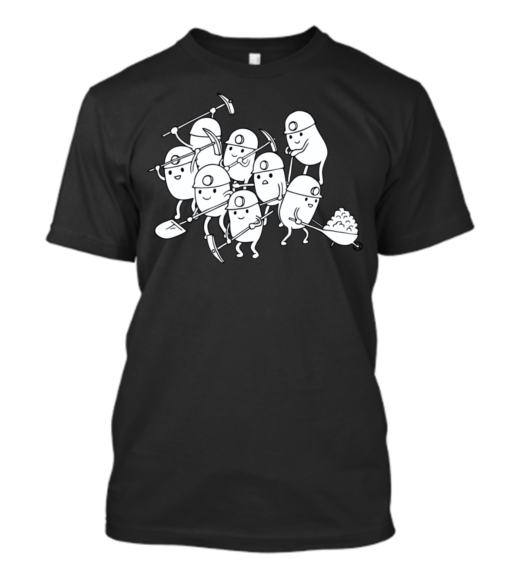 Miners Cartoon Characters With Tools And Wheelbarrow T-Shirt