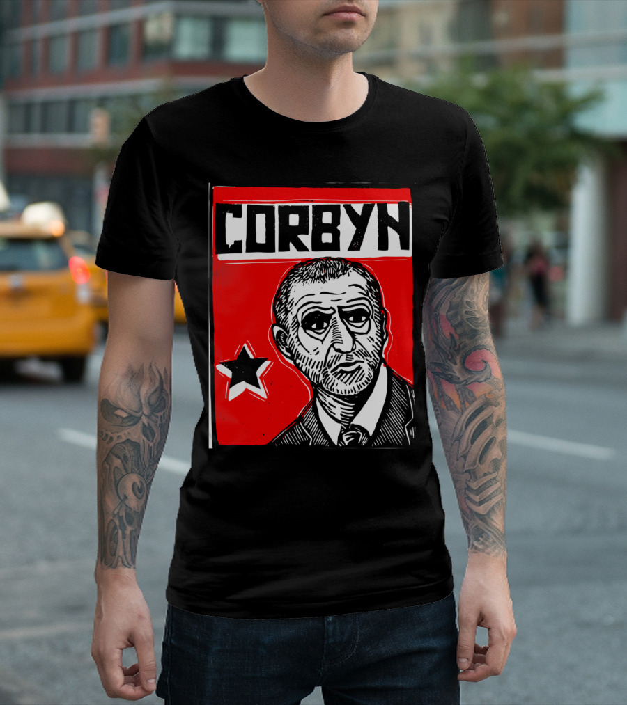 Corbyn Socialist Linocut Red Star T-Shirt