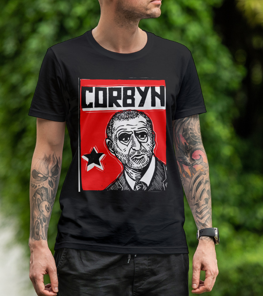 Corbyn Socialist Linocut Red Star T-Shirt