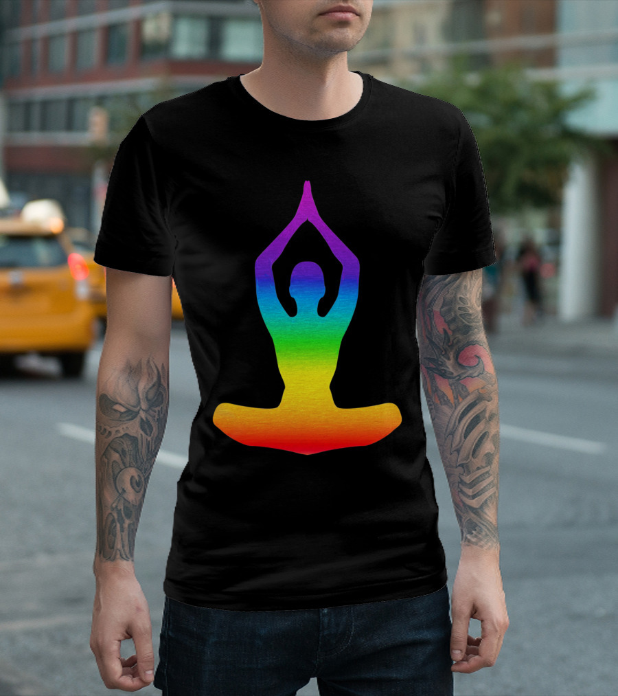 Chakra Yoga Rainbow Meditation Pose T-Shirt