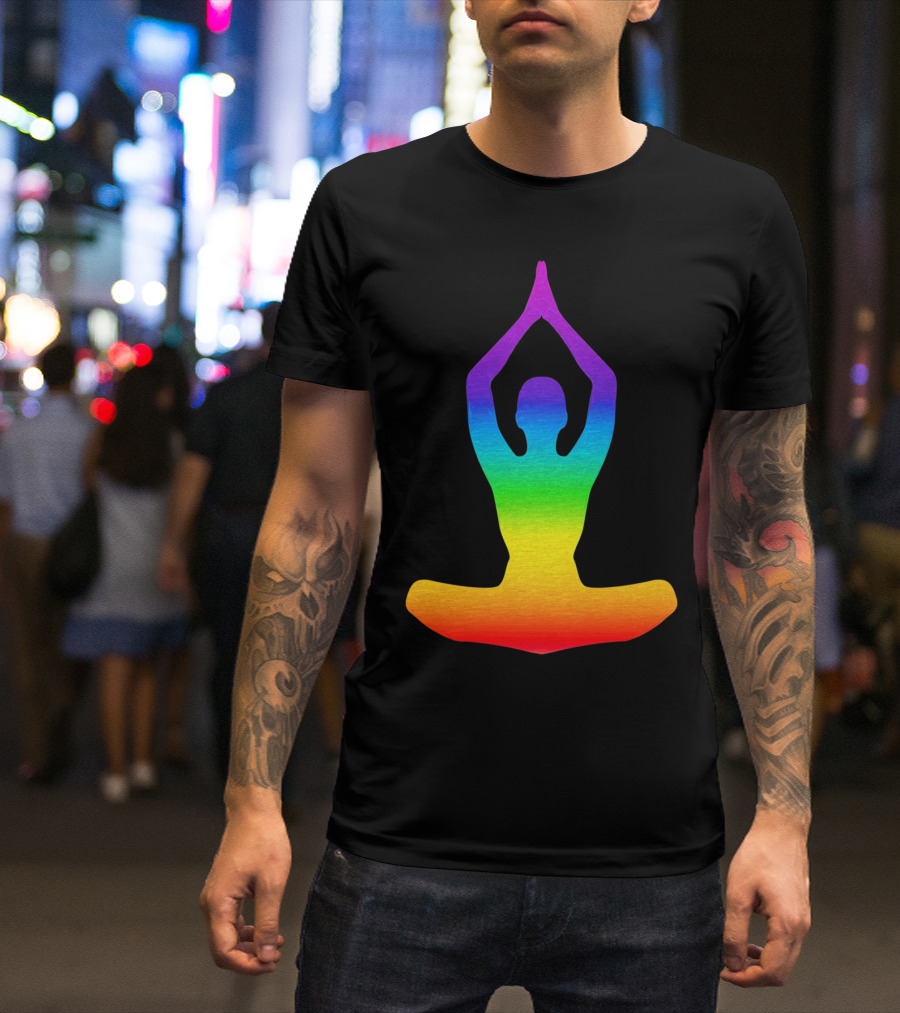 Chakra Yoga Rainbow Meditation Pose T-Shirt