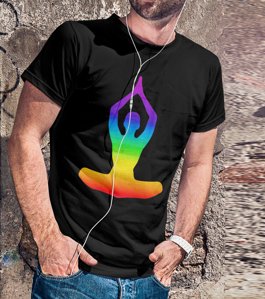Chakra Yoga Rainbow Meditation Pose T-Shirt