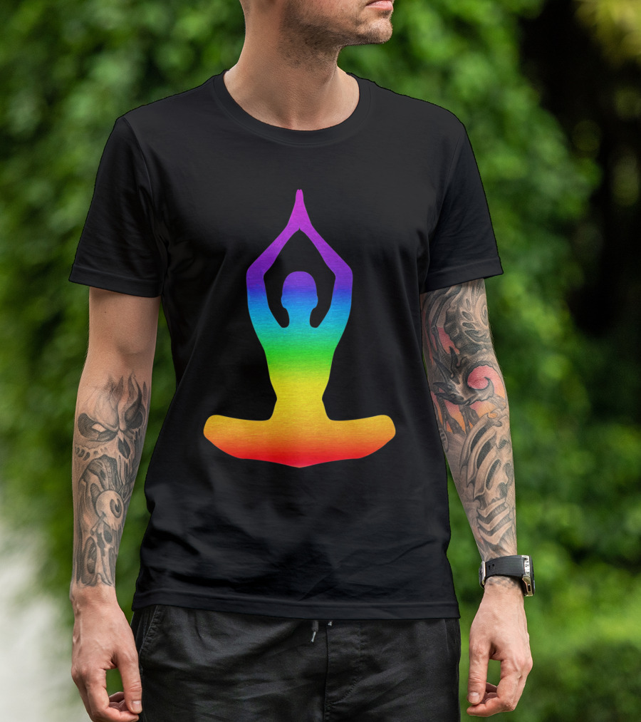 Chakra Yoga Rainbow Meditation Pose T-Shirt