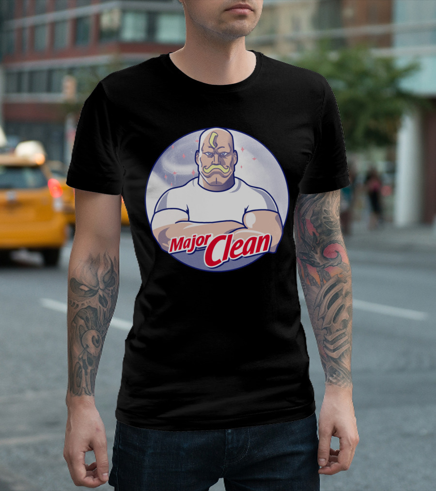 Major Clean Muscular Cartoon Character with Arms Crossed T-Shirt