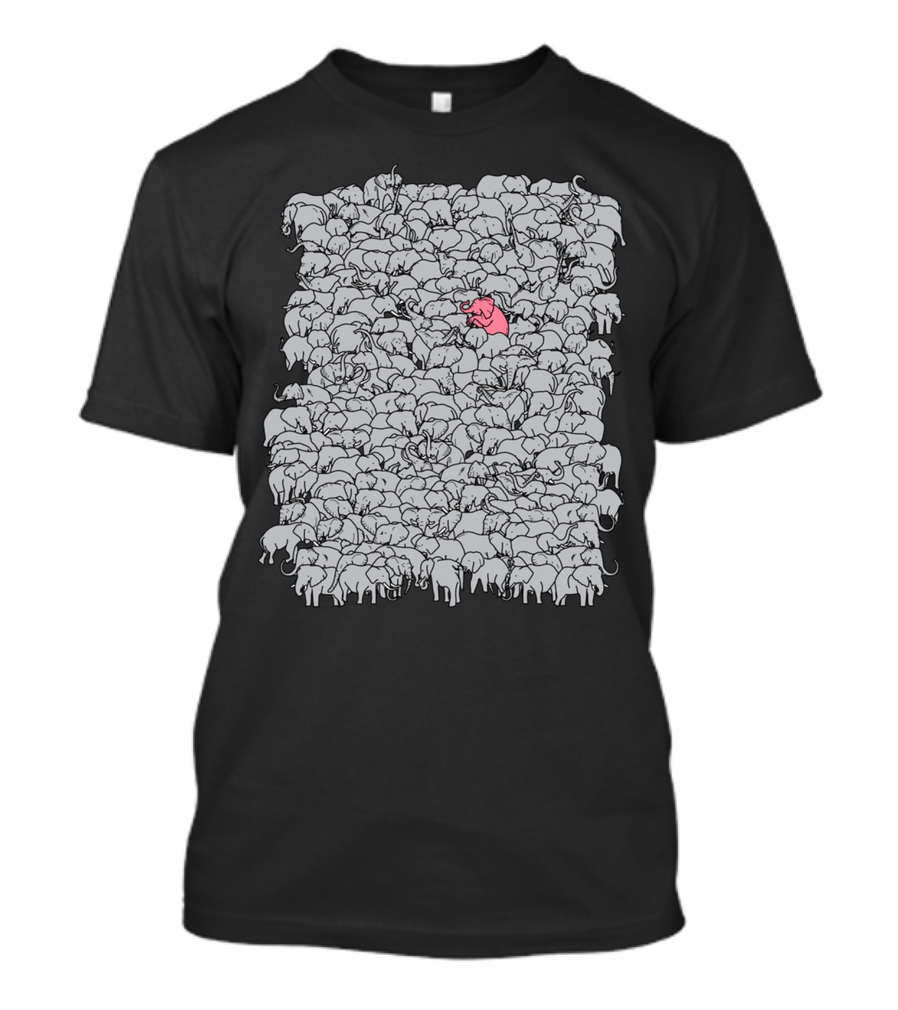 The Herd Pink Elephant Standout Amongst Gray Elephants T-Shirt