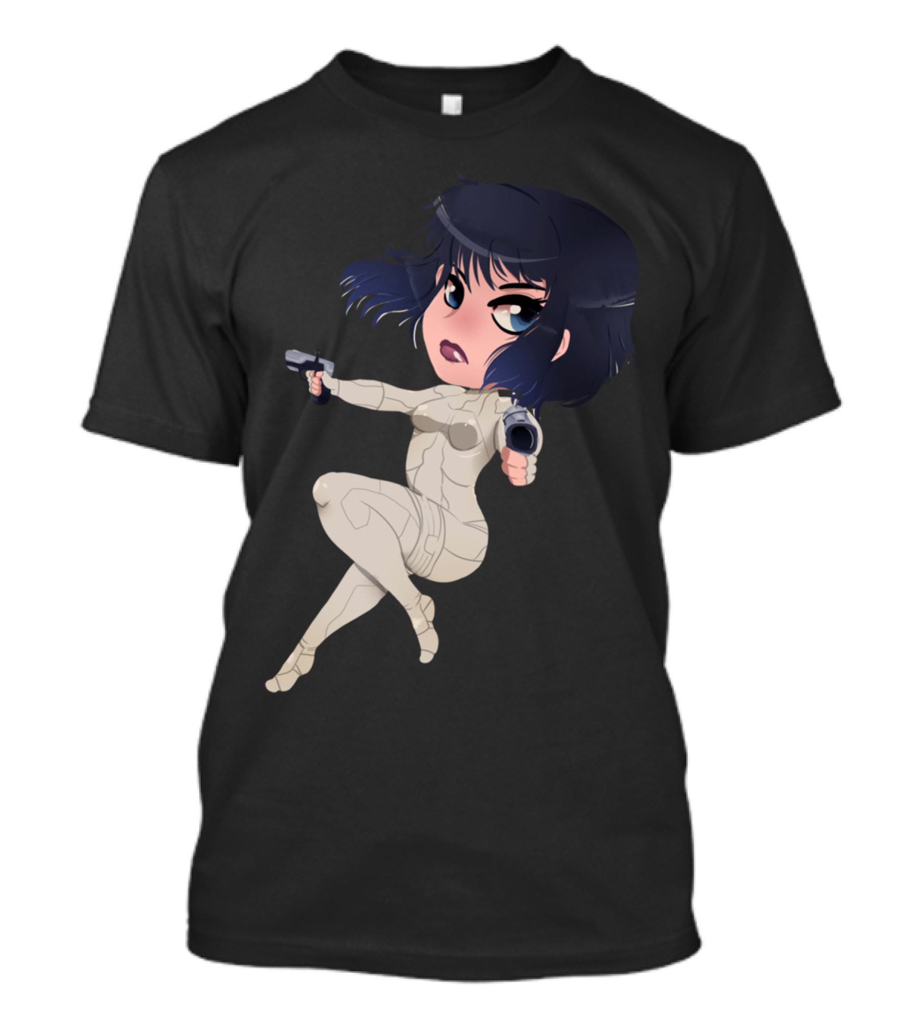 Major Anime Character In Futuristic Suit Holding Guns T-Shirt