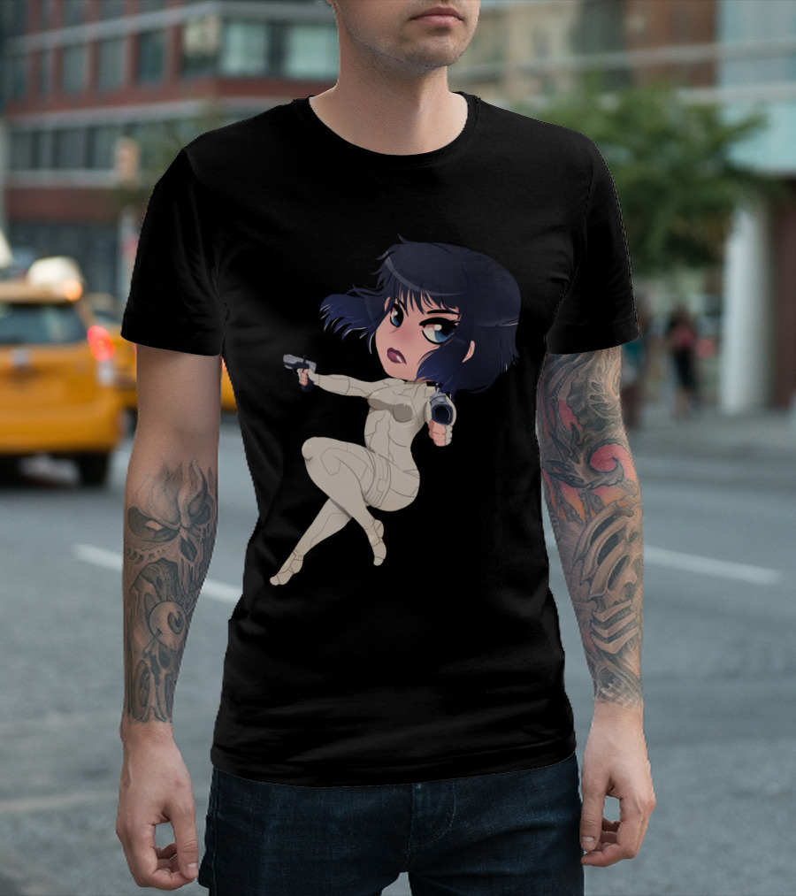 Major Anime Character In Futuristic Suit Holding Guns T-Shirt
