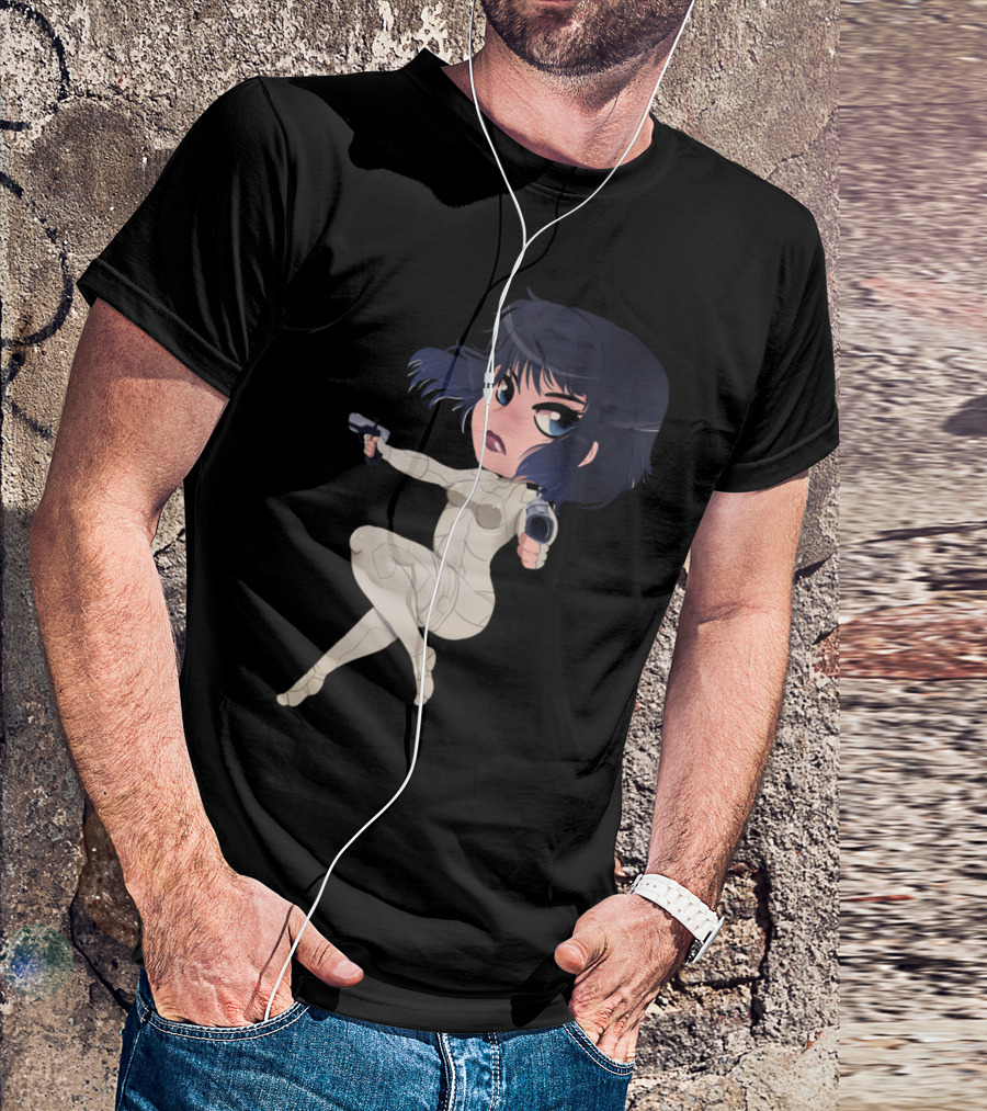 Major Anime Character In Futuristic Suit Holding Guns T-Shirt