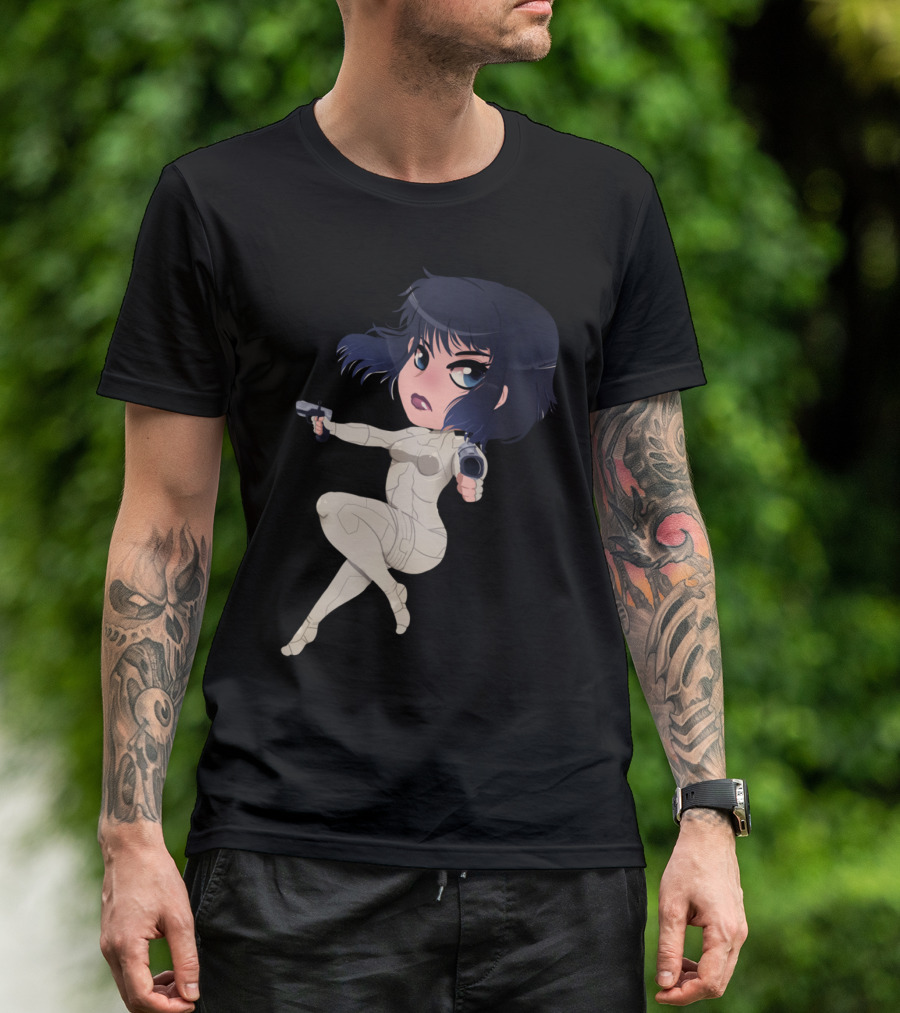 Major Anime Character In Futuristic Suit Holding Guns T-Shirt