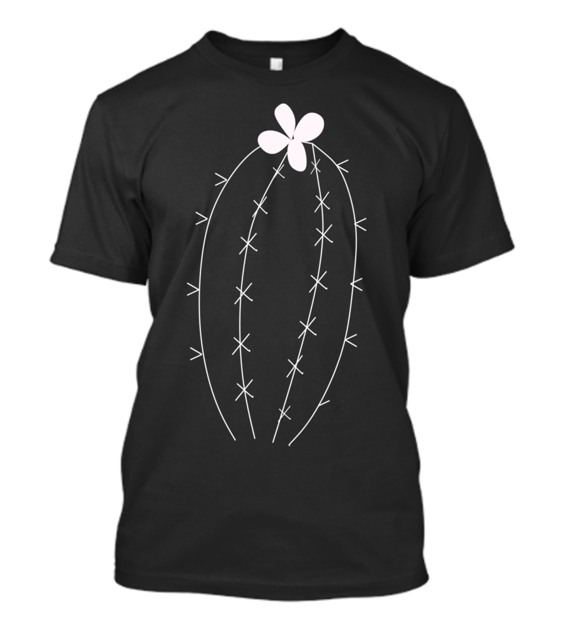 Minimalistic Cactus Line Art With Flower Outline T-Shirt