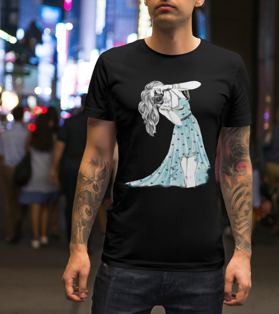 Camera Girl In Blue Dress With Crown T-Shirt